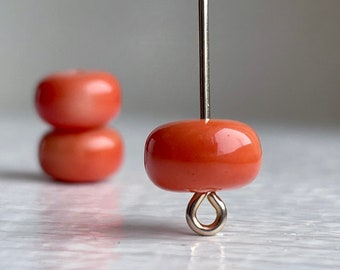 Vintage Lucite Washed Orange Rondelle Spacer Pärlor Japan 10 mm (25)
