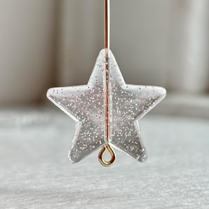 Crystal Clear Silver Glitter Acrylic Star Confetti Beads 22mm (12)