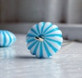 Acrylic Beads Blue White Fluted Saucer 14mm (20)