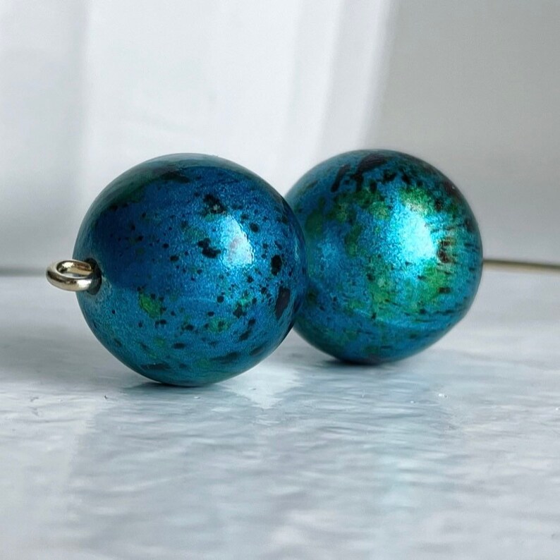 Blue Green Acrylic Beads Black Splatter Round Acrylic Beads 16mm 14 image 6