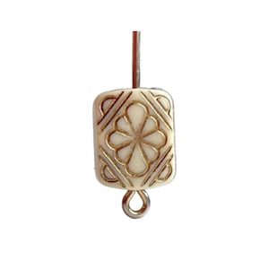 Etched Ivory Cream Gold Acrylic Rectangle Beads 12mm (20)