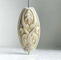 Ivory Gold Ornate Flat Oval Acrylic Beads 39mm (4)