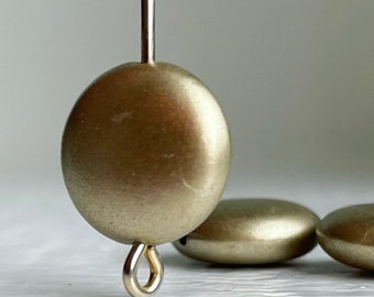 Gold Acrylic Pillow Coin Beads Semi Matte 12mm (25)