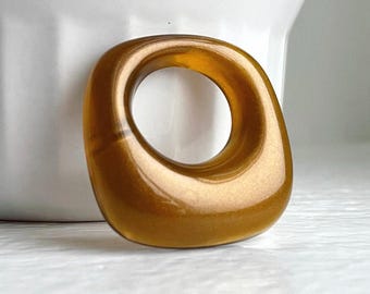 Vintage Lucite Topaas gouden glans vierkante hanger kralen 38 mm (2)