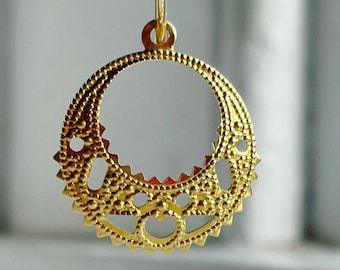 Brass Hoops Filigree Drop Earring Pendant Findings 20mm (12)