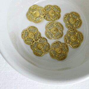Raw Brass Stamping Curved Floral Filigree Findings 20mm 8 image 4