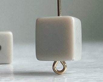Khaki Acrylic Square Cube Box Beads 10mm (20)