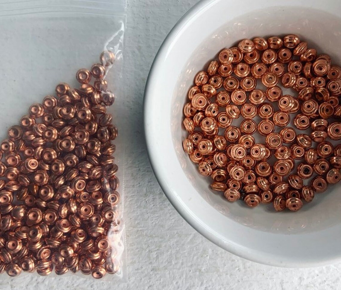 Vintage Copper Lucite Spacer Layered Rondelle Beads 8mm 30 | Etsy