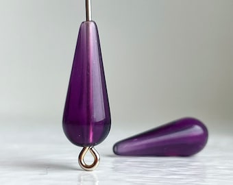 Vintage Purple Lucite Drop Beads 20mm Teardrop (20)