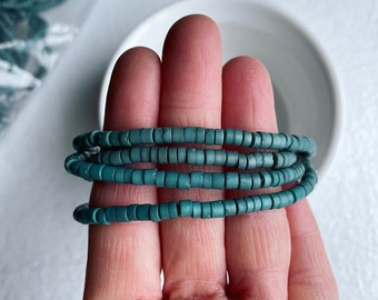 Vintage groenblauw Heishi-kralen acryl afstandhouder 3 mm 30" streng (300+ kralen)