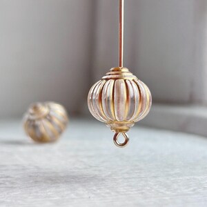 Crystal Gold Inlay Fluted Acrylic Lantern Beads Gilded Corrugated 14mm ...