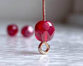 Vintage Czech Glass Red Siam Fire Polished Faceted Glass Round Beads FP 6mm (20)