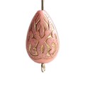 Pink Gold Etched Teardrop Acrylic Flat Drop Beads 18mm (12)
