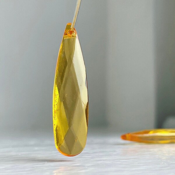 Faceted Translucent Orange Acrylic Teardrop Briolette Pendant Drop Beads 34mm (16)