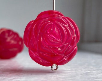 Matrode acryl ronde rooskralen dikke bloem 24 mm (4)