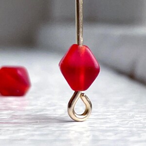 Vintage Czech Glass Red Matte Bicone Beads Frosted 6x5mm (20)
