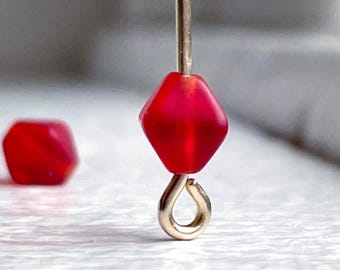Vintage Czech Glass Red Matte Bicone Beads Frosted 6x5mm (20)