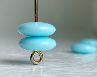 Perles de lucite vintage bleu poudré, rondelles d'espacement, disque de soucoupe, Lucite 10 mm (25)