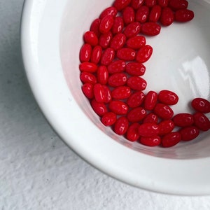 Vintage Red Czech Glass Beads Dimpled Oval Rice 9mm 25 image 3
