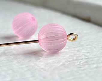 溝付きラウンドライトピンクアクリルビーズコルゲートマット10mm