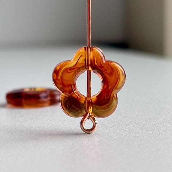Tortoiseshell Tortoise Acrylic Flower Frame Beads 14mm (20)