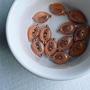Acrylic Copper Ornate Carved Flat Oval Beads 25mm 12 image 2