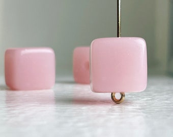 10 Acrylic Semi-Translucent Pale Pink Square Cube Beads 12mm