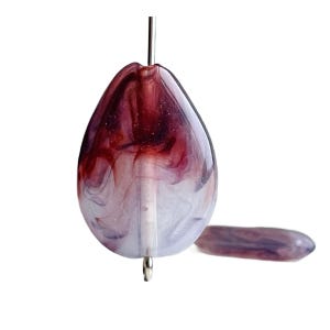Vintage Lucite Crystal Amethyst Pink Marbled Givre Flat Teardrop Drop Beads 25mm (12)