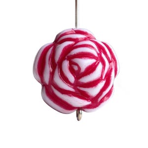Red White Acrylic Round Chunky Rose Flower Beads Large 20mm (6)
