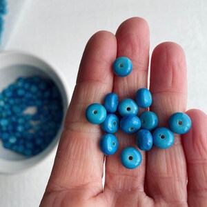 Vintage Lucite Blue Rondelle Spacer Beads Japan 8mm 30 image 2