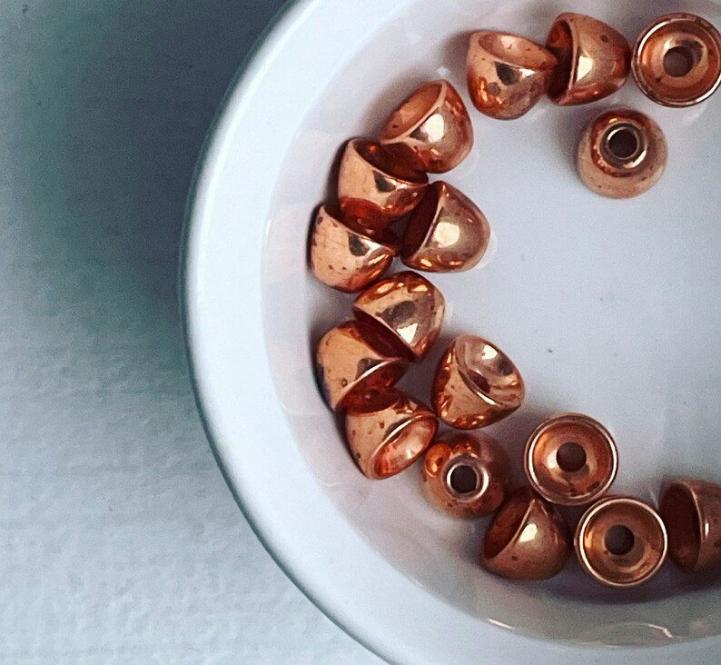 Vintage Copper Lucite Cone Bead Caps 13mm 20 image 3