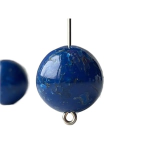 Vintage Blue Pitted Granite Round Lucite Beads Organic 16mm (10)