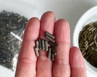 Antique Bronze Finish Brass Fluted Corrugated Oval Tube Beads 10mm (30)