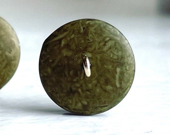 Perles d'espacement vintage donut lucite vert forêt lavées mates 15 mm (16)