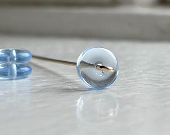 Vintage Czech Glass Pale Blue Spacer Beads 8x3mm (20)