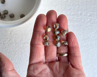 Vintage Czech Glass Window Cut 3 Sided Triangle Topaz Beads FP 8mm (10)