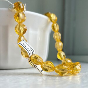 Vintage Faceted Round Yellow Lucite Beads 10mm Strand of (25) West Germany