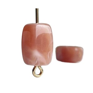 Marbled Peach White Rosy Brown Rounded Acrylic Rectangle Beads 13mm (20)