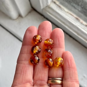 Tortoise Topaz Gold Star Acrylic Round Beads Tortoiseshell 10mm (20) image 3