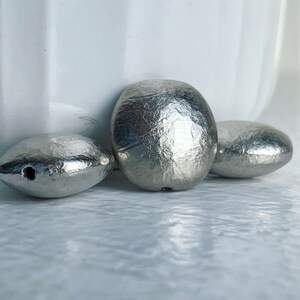 Vintage Silver Squared Oval Lucite Pillow Beads Textured Semi Matte 17mm 12 image 3