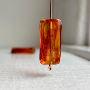 Acrylic Tortoise Twisted Rectangle Beads Marbled Curved 28mm (10)