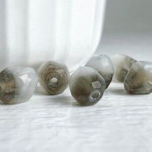 Vintage Gray Topaz Crystal Oval Rough Cut Glass Beads Two Toned India 11mm 12 image 2