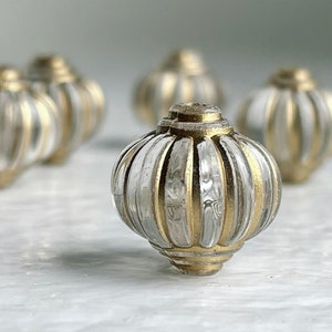 Crystal Gold Fluted Acrylic Lantern Beads Corrugated 14mm (12)