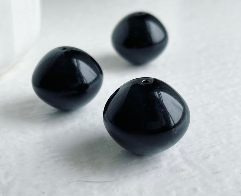 Vintage Chunky Black Lucite Bicone Beads 20mm 8 image 7