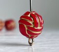 Carved Red Gold Round Acrylic Knot Beads 10mm (16)