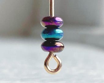 Vintage Tschechische Glas Metallic Regenbogen Vitrail AB Spacer Disc Perlen 4 x 2 mm (30)