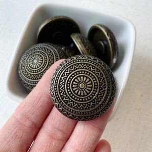 Vintage Antique Bronze Lucite Carved Etched Round Domed Cabochons Cabs Flatbacks 34mm (2) Large