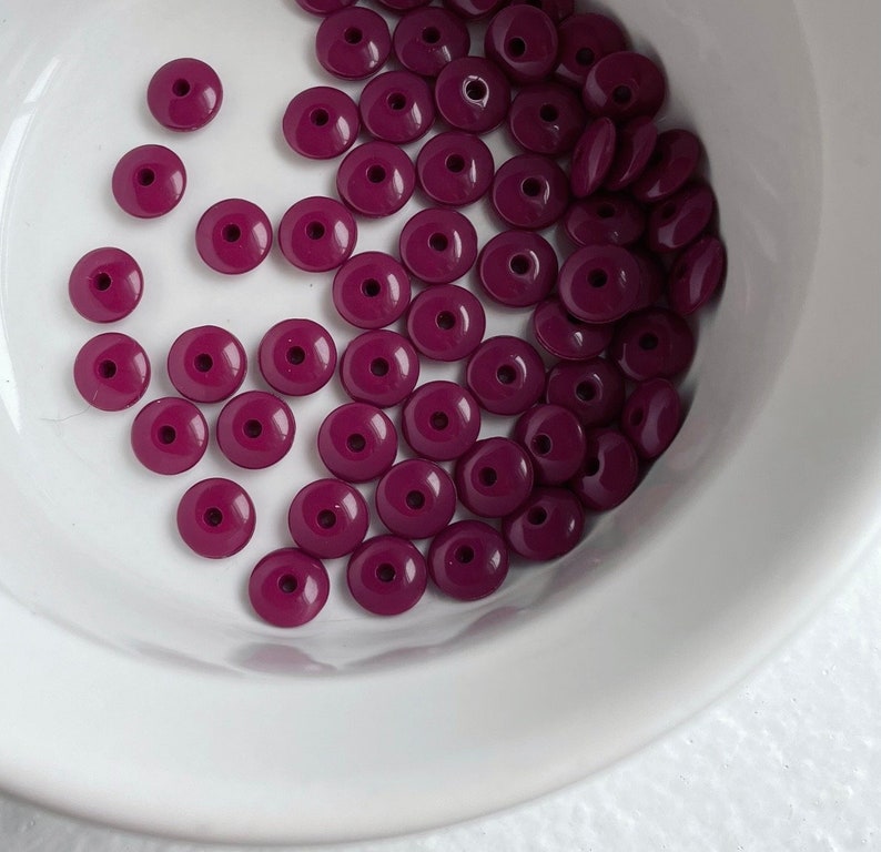 Vintage Plum Acrylic Spacer Disc Beads 8mm 30 image 4