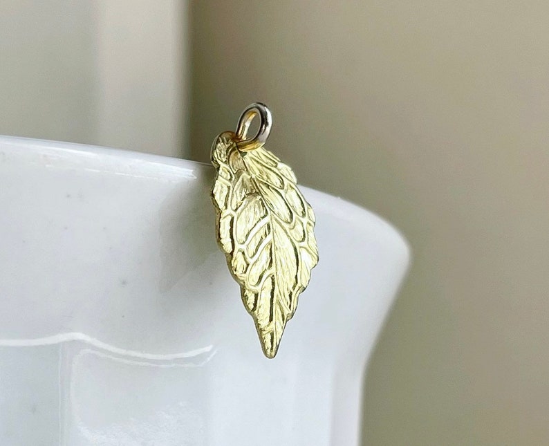 Gold Plated Brass Curved Leaf Charms Pendants 18mm 20 image 4