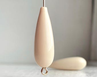 Vintage Opaque Beige Tan Lucite Drop Beads Teardrop 29mm (6)